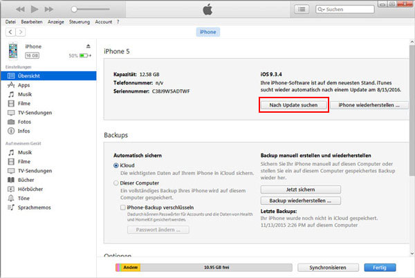 iPhone Softwareaktualisierung mit iTunes durchführen