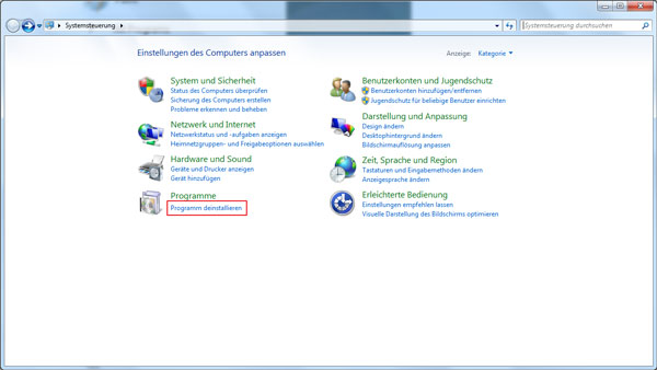Programme deinstallieren