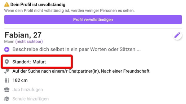 Facebook Dating Standort ändern