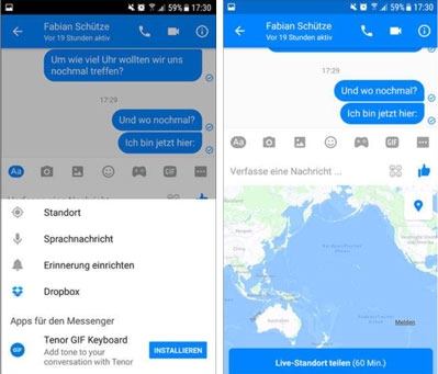 Facebook Messenger Standort ändern