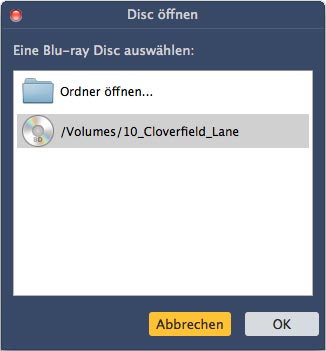 Blu-ray Disc wählen