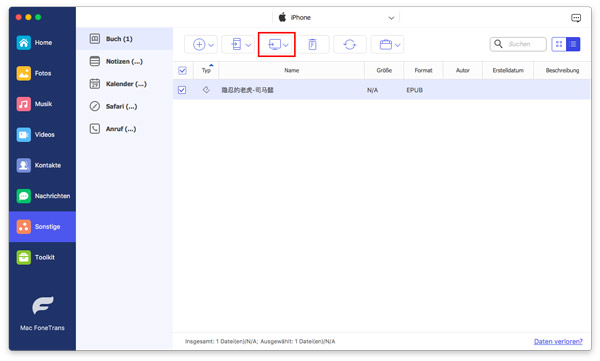 Bücher von iPhone auf Mac speichern