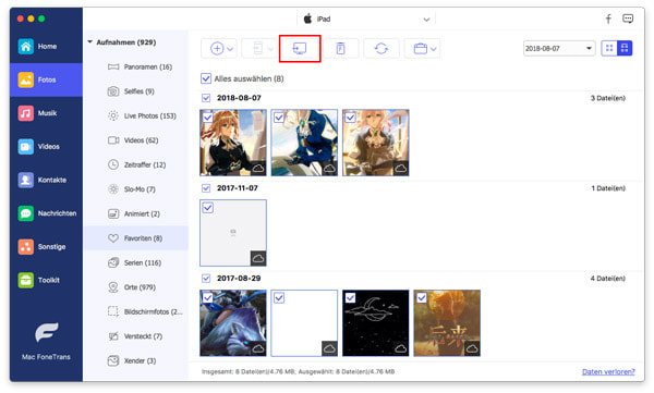 Fotos von iPad auf Mac übertragen