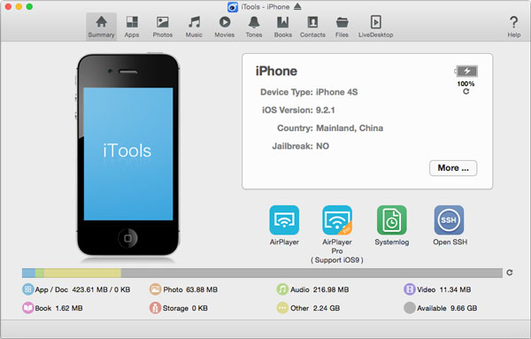 iTools - iPhone Dateien auf Mac exportieren
