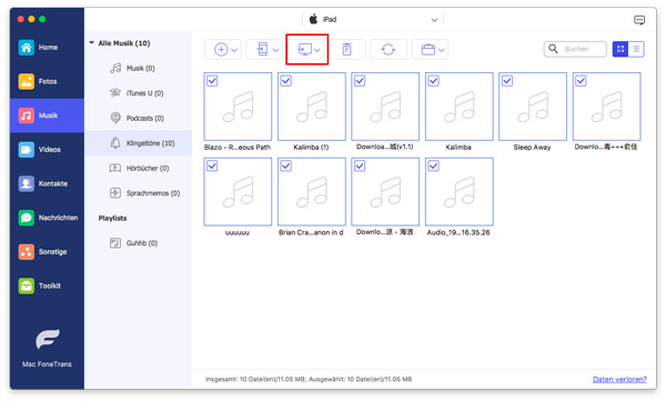 Musik vom iPad auf Mac übertragen