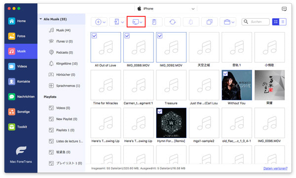 Musik von iPhone auf Mac übertragen