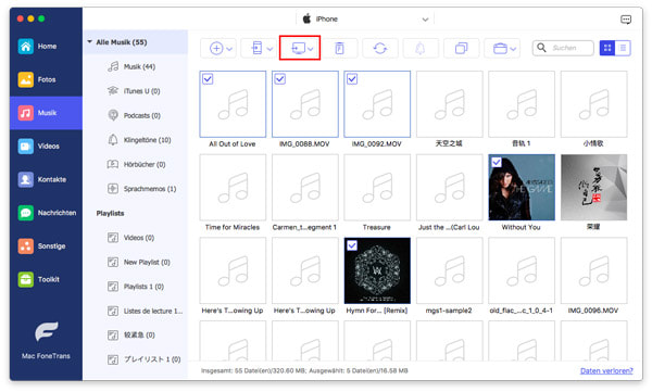 Musik vom iPhone auf Mac übertragen