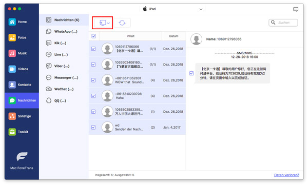 SMS Nachrichten vom iPhone auf Mac übertragen