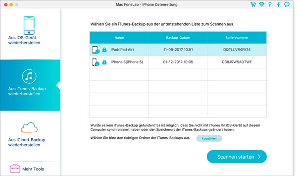 Daten aus iTunes-Backup wiederherstellen