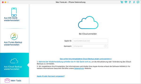 iCloud anmelden