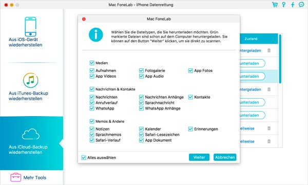 iPhone-Backup aus iCloud herunterladen