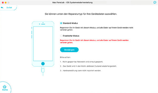 Reparaturtyp auswählen