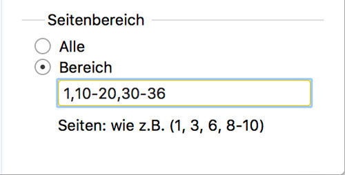 PDF Seiten wählen