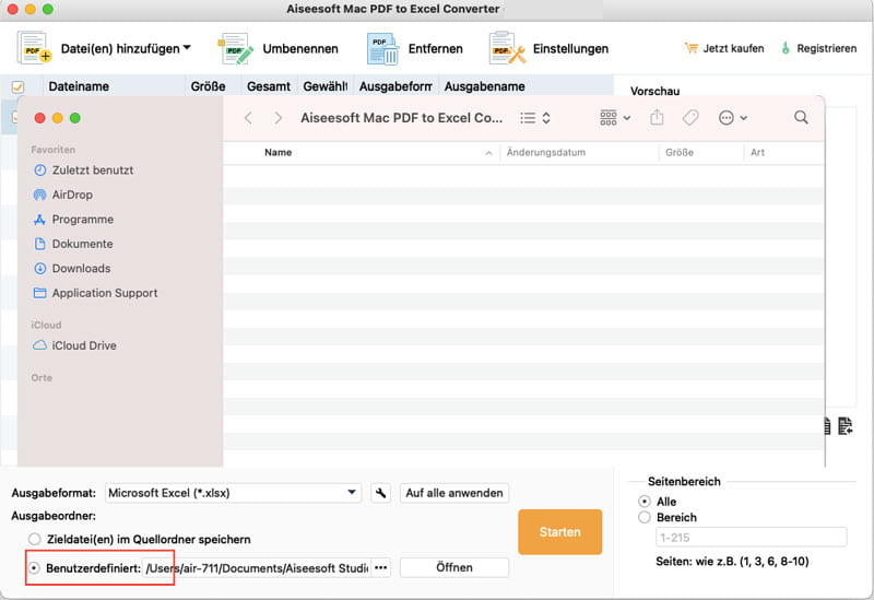 Speicherort auswählen