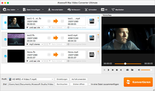 FLV in den FLV to MP4 Converter hinzufügen