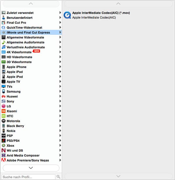 iMovie und Final Cut Pro auswählen