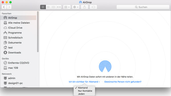 AirDrop auf Mac aktivieren