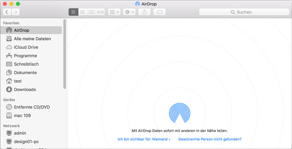 AirDrop in Finder öffnen
