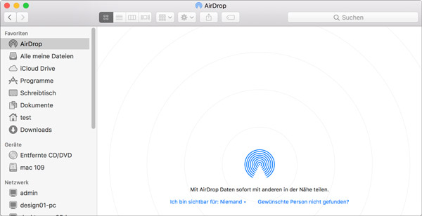 AirDrop in Finder öffnen