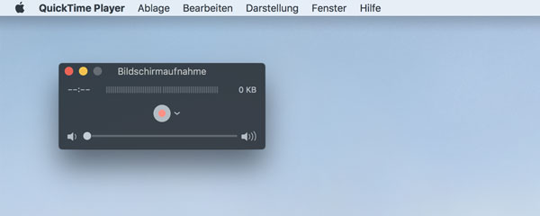 QuickTime Aufnahmefenster