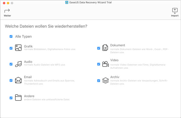 EaseUs Data Recovery for Mac