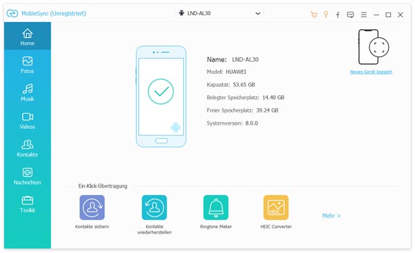 Ein-Klick-Backup mit MobieSync