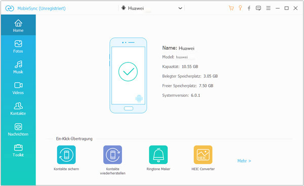 Huawei-Handys mit MobieSync verbinden