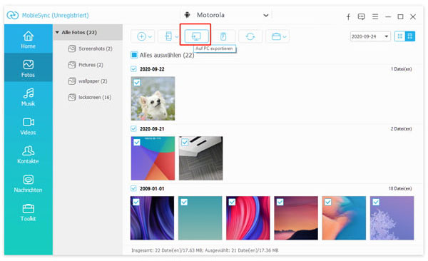 Motorola-Bilder auf PC übertragen
