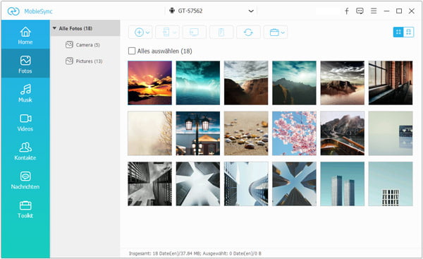 Samsung Bilder in MobieSync laden