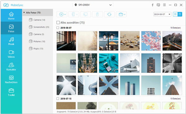 Samsung Fotos in MobieSync laden