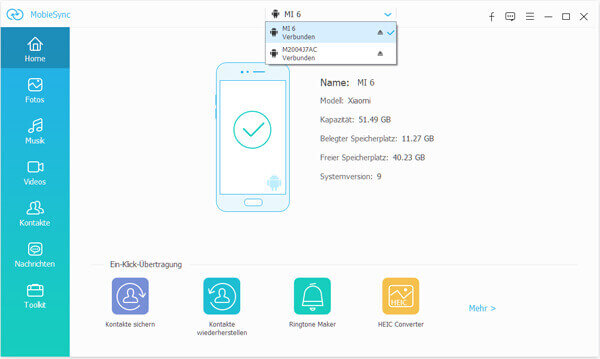 Xiaomi-Daten übertragen mit MobieSync