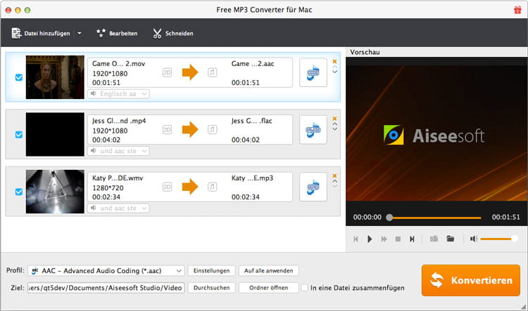 Screenshot von Free MP3 Converter für Mac