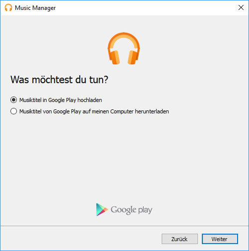 Musik in Google Play hochladen