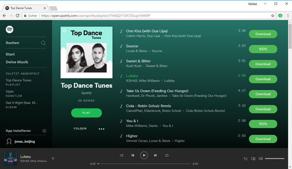 Spotify Songs in Google Chrome downloaden