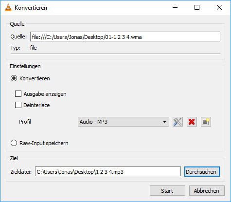 WMA in MP3 umwandeln mit VLC