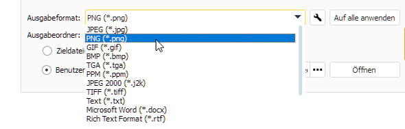 PNG als Ausgabeformat