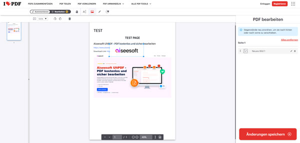 Bild in PDF einfügen mit iLovePDF
