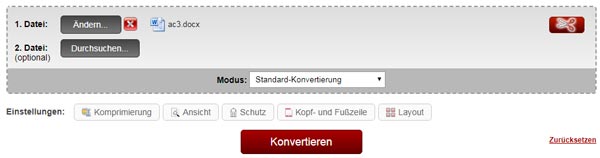 Mit online2pdf.com DOCX in PDF umwandeln