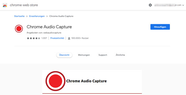 Chrome Audio Capture Erweiterung