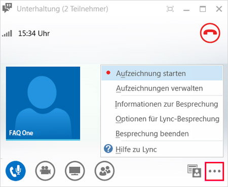 Lync-Aufzeichnung starten