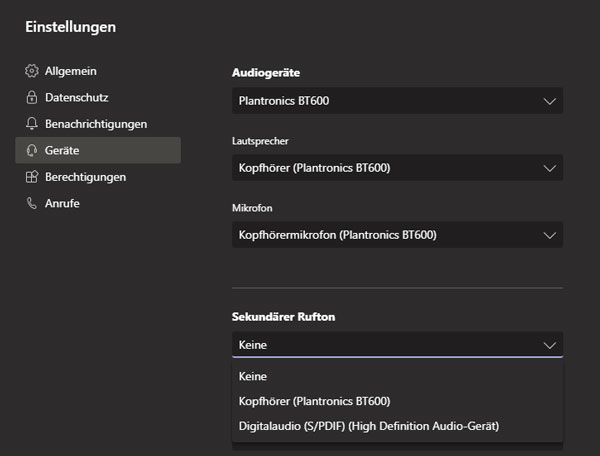 Microsoft Teams Audioeinstellungen anpassen