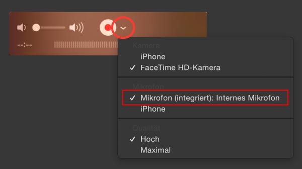 Mit QuickTime Stimme aufnehmen