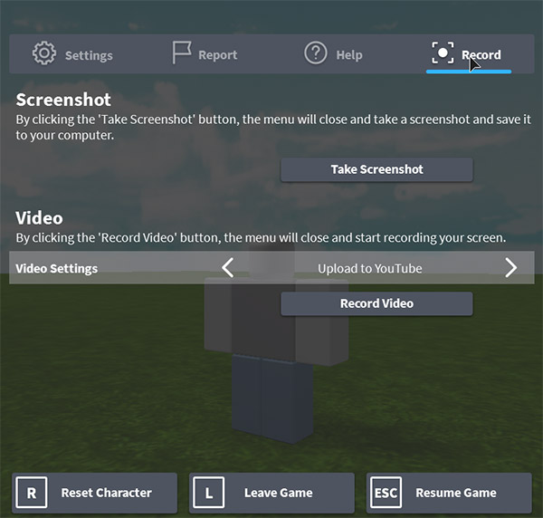 Roblox-Spielvideo aufnehmen mit dem eingebauten Rekorder