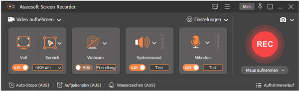 Audioquelle und den Aufnahmebereich festlegen