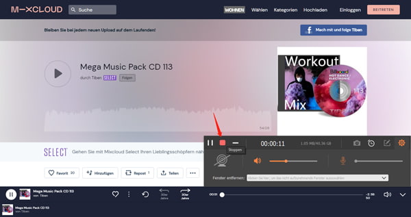 Aufnahme von Mixcloud stoppen
