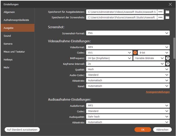 Einstellungen von MusisMP3 RU Musik definieren