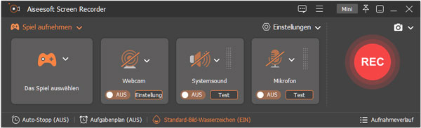 Spiel auswählen Spiele aufnehmen mit Aiseesoft Screen Recorder