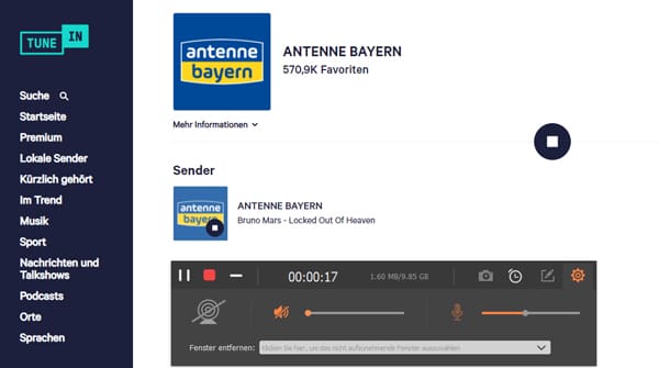 TuneIn Radio aufzeichnen