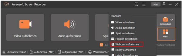 Webcam-Funktion wählen