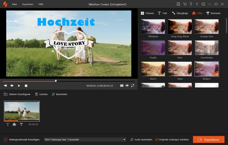 Hochzeitsvideo erstellen